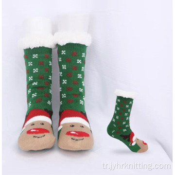 Kadınlar Noel Bulanık Kabarık Peluş Slipper Socks